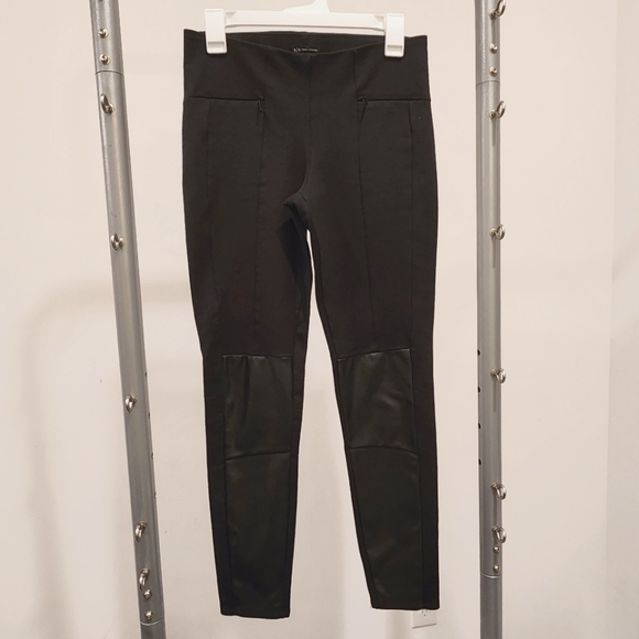 Armani Exchange Pants - Armani Exchange skinny pants with faux leather below knee, size M